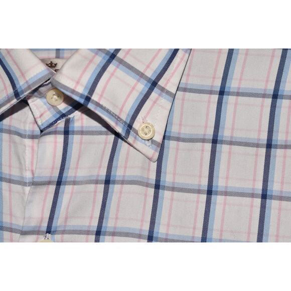 PETER MILLAR $149 Crown Soft Cotton Silk Plaid Button-Up Shirt Men's Small - Picture 3 of 4